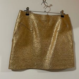 New Leather Gold Color Mini Skirt Size 2